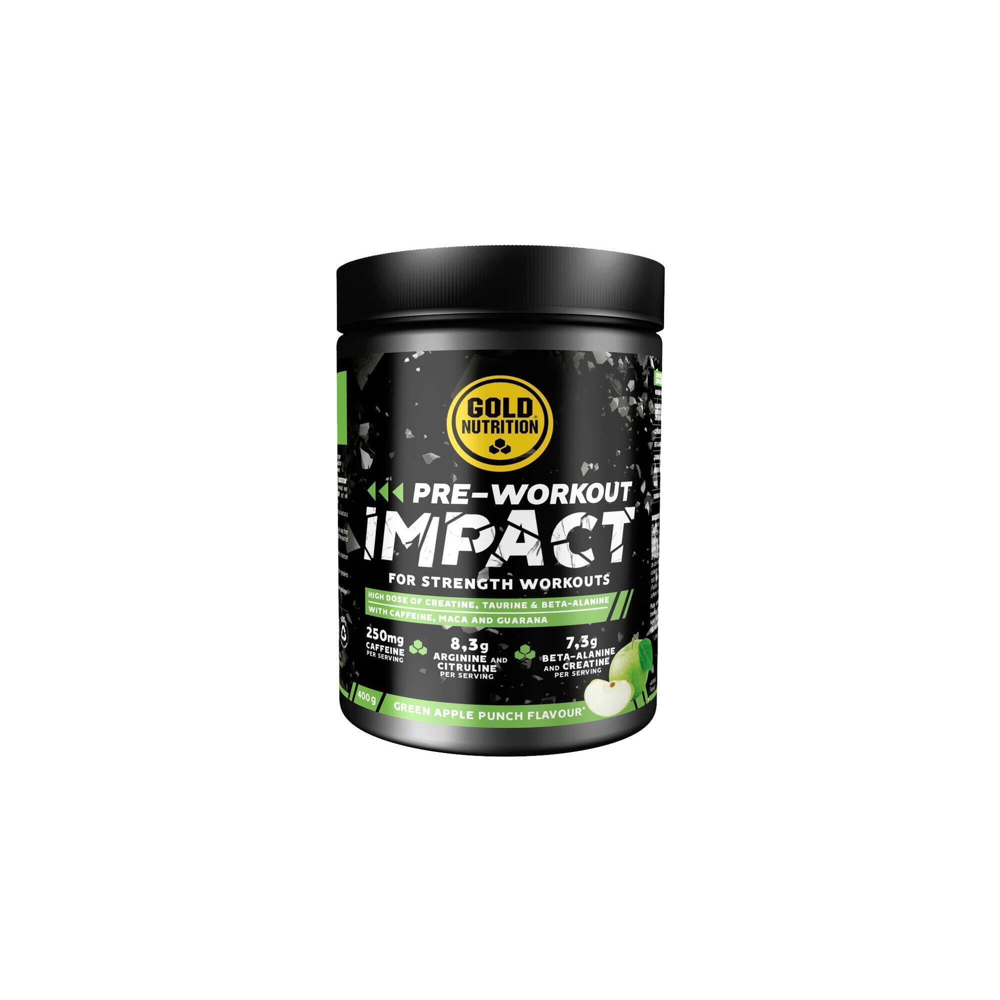 GOLD NUTRITION SUPLEMENTO PRÉ-TREINO PRE-WORKOUT IMPACT MAÇÃ VERDE - 400 G