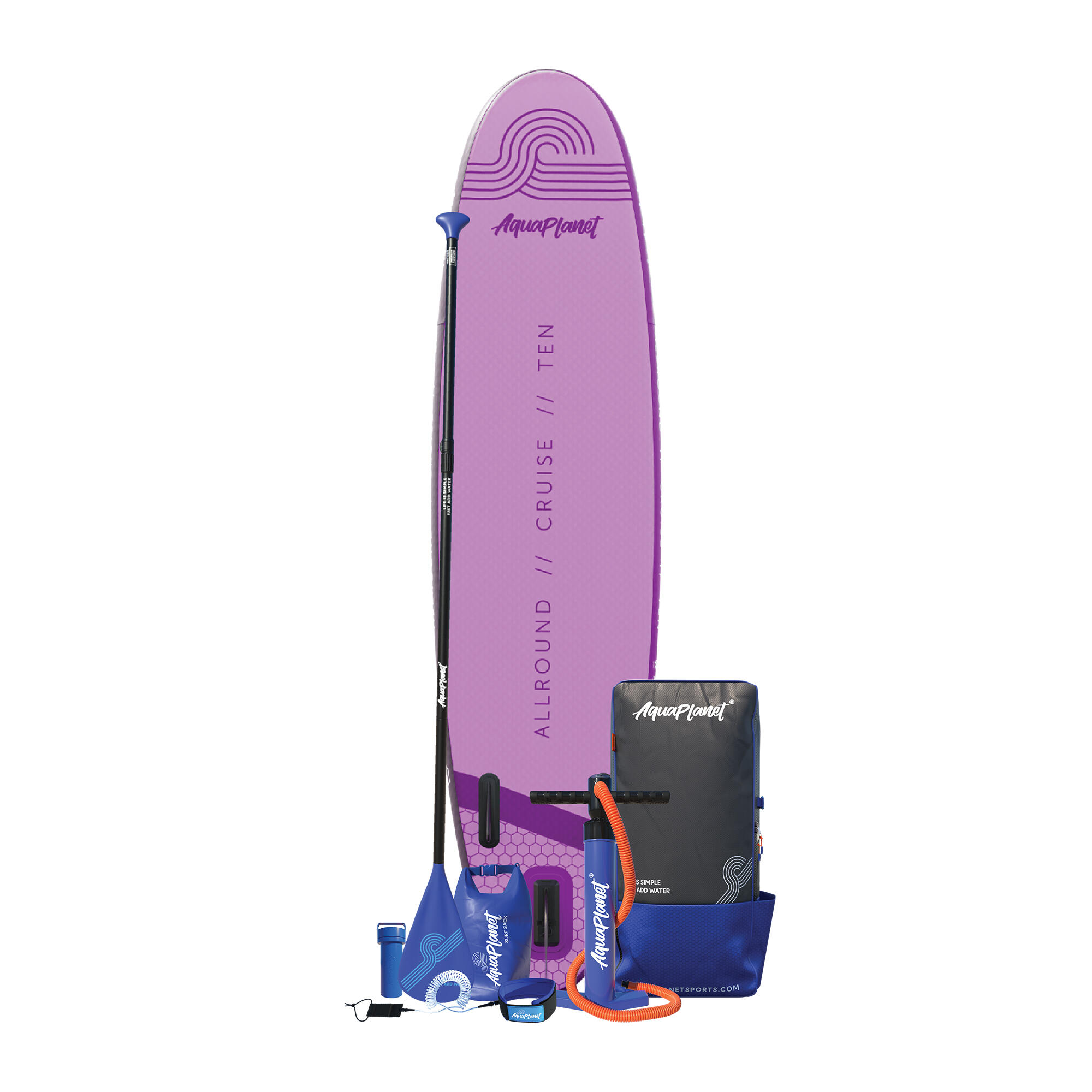 Aquaplanet ALLROUND TEN 10’ Inflatable Paddle Board Package - Purple 3/6