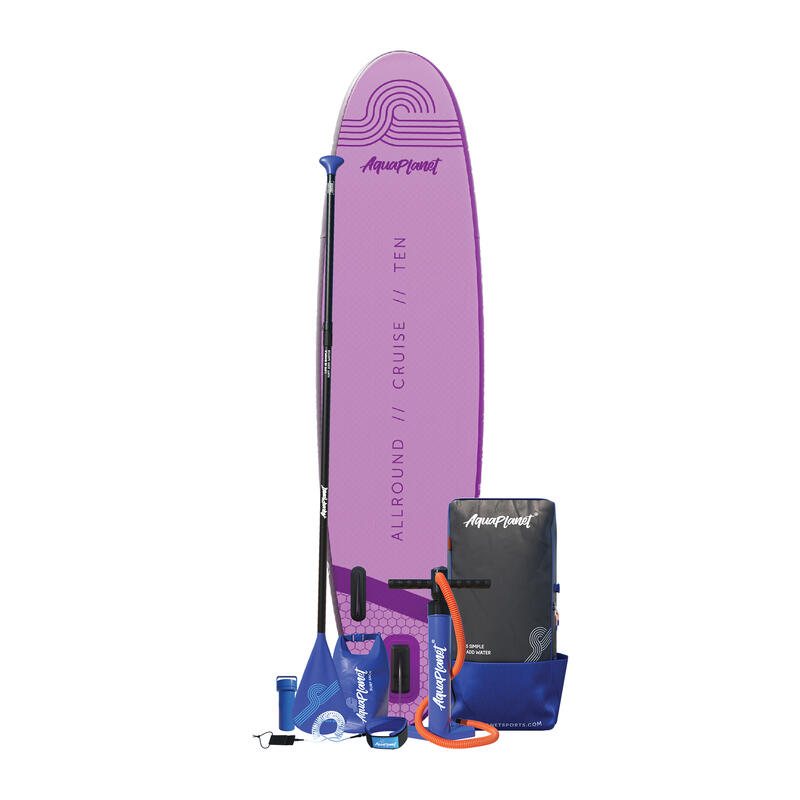 AQUAPLANET Opblaasbare Sup Stand Up Paddle Board Kit - AllRound Ten Paars