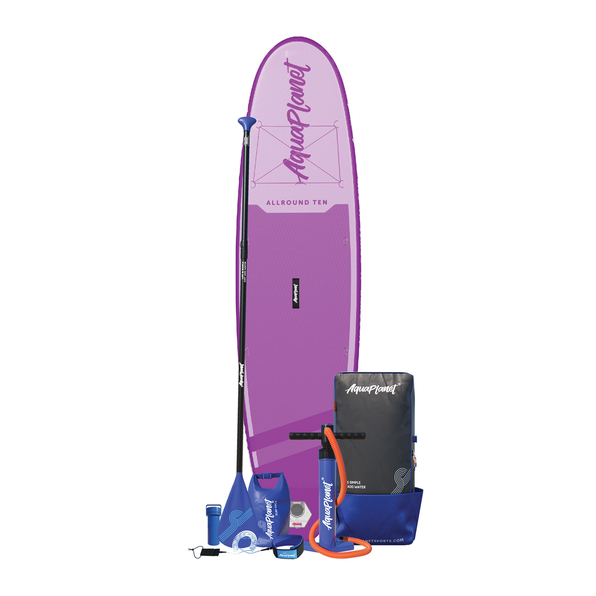 Aquaplanet ALLROUND TEN 10’ Inflatable Paddle Board Package - Purple 2/6