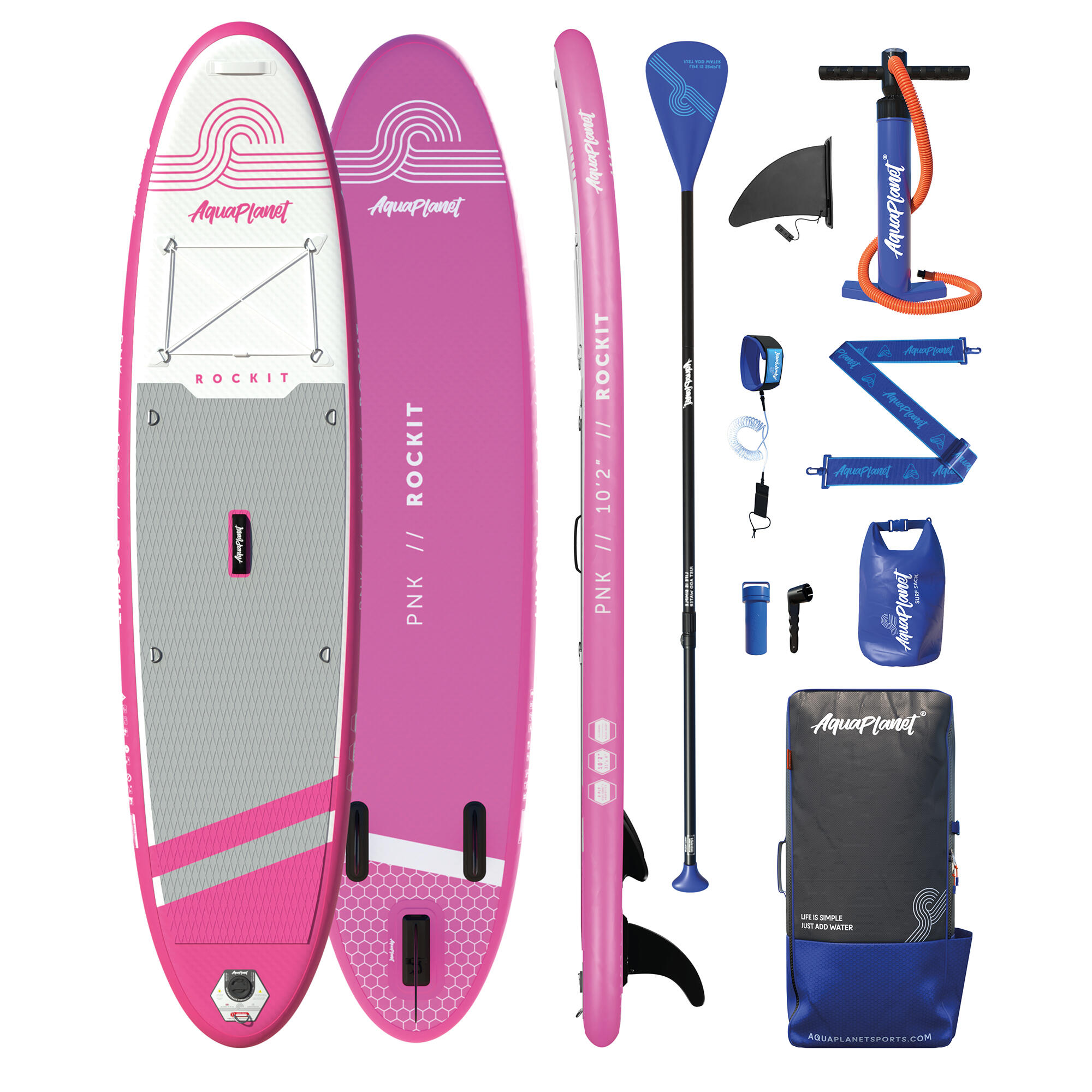 Aquaplanet - Aquaplanet Kit De Planche À Pagaie Gonflable Pour Kayak - Rockit, Rose - Set De Stand Up Paddle - Rose - Decathlon