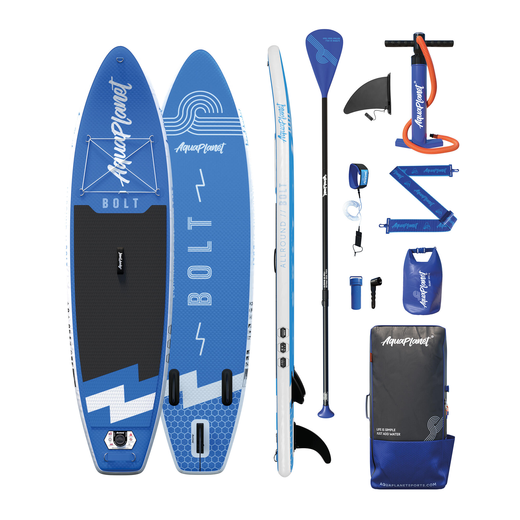 Aquaplanet BOLT 9'4 Junior Inflatable Paddle Board Package - Blue 1/6