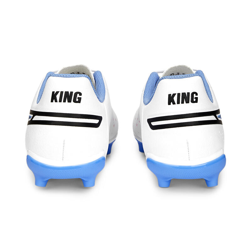 Scarpe da calcio KING Match FG/AG per ragazzi PUMA White Black Blue Glimmer
