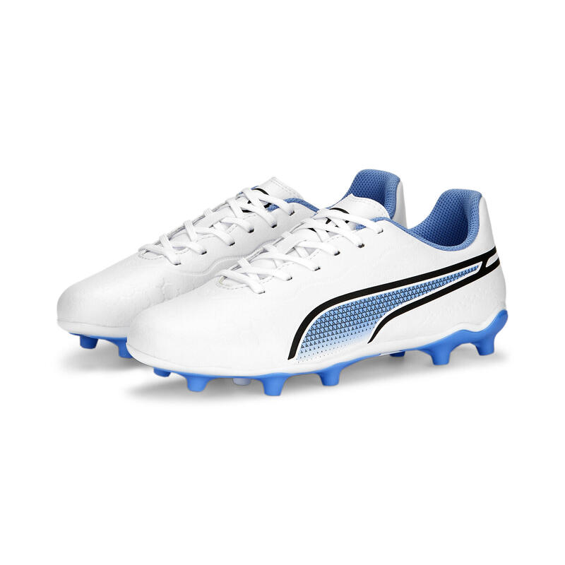 KING Match FG/AG Fußballschuhe Jugendliche PUMA White Black Blue Glimmer