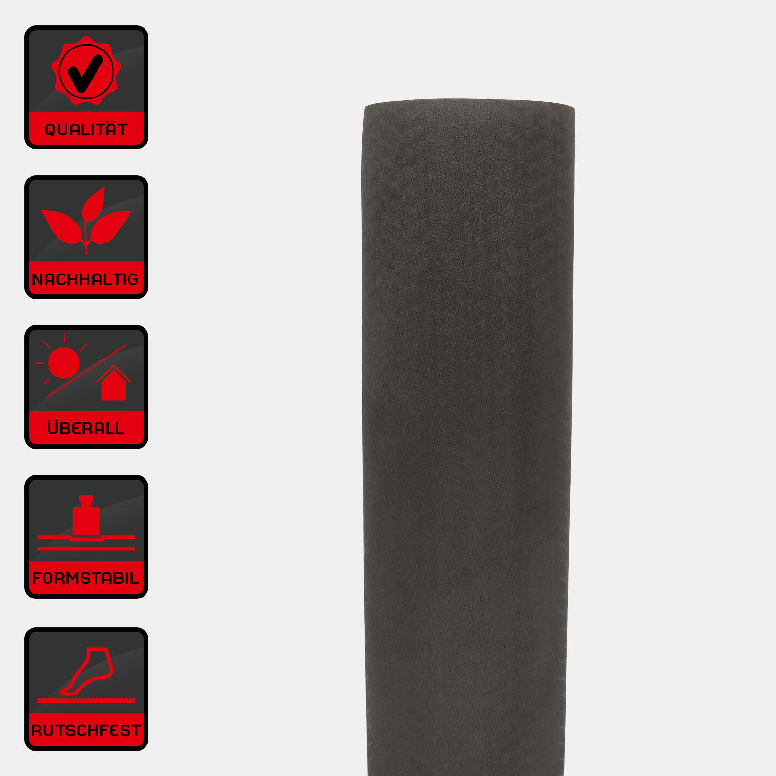 DEUSER® YOGAMATTE 183 CM X 61 CM X 0,6 CM SCHWARZ/GRAU 2/6
