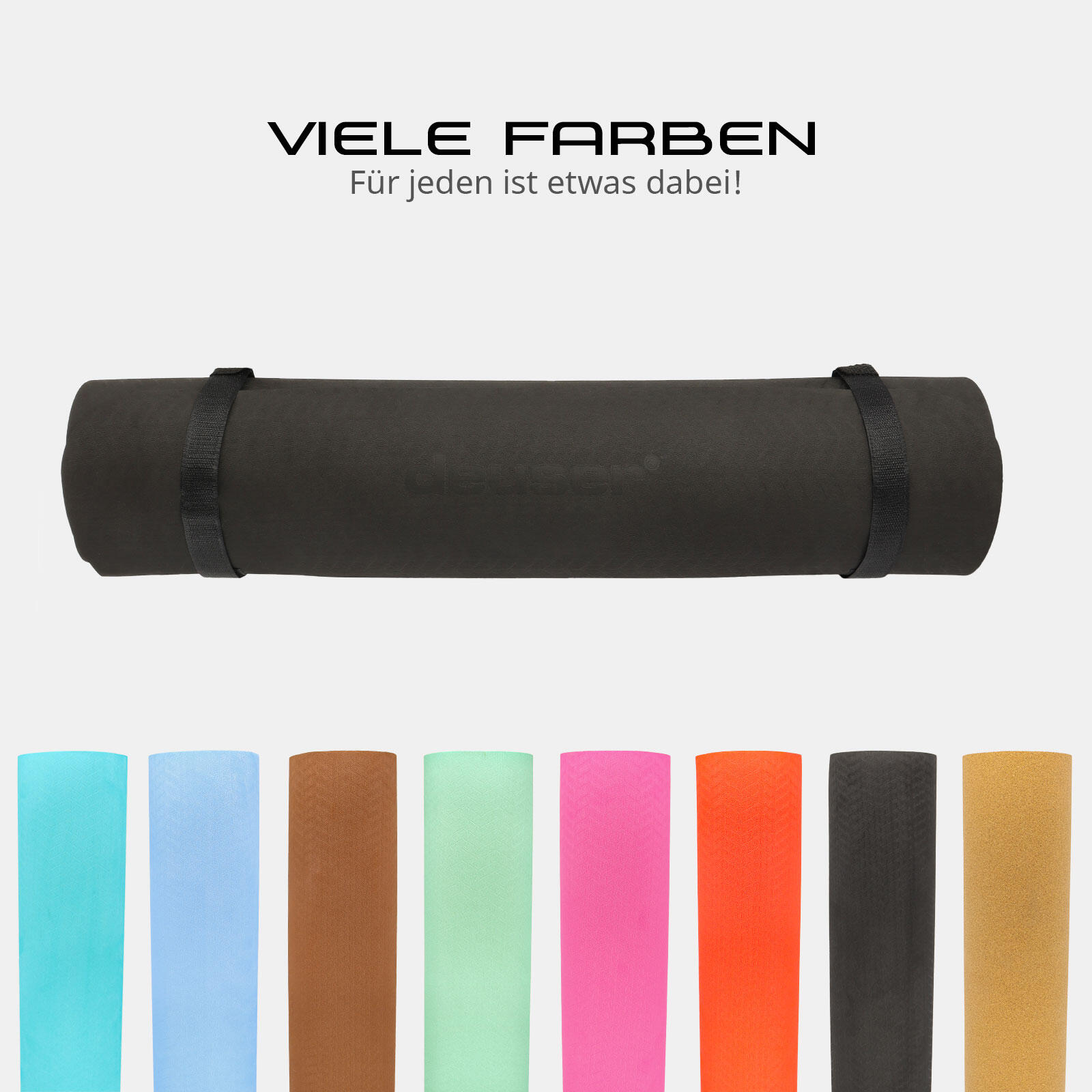 DEUSER® YOGAMATTE 183 CM X 61 CM X 0,6 CM SCHWARZ/GRAU 6/6