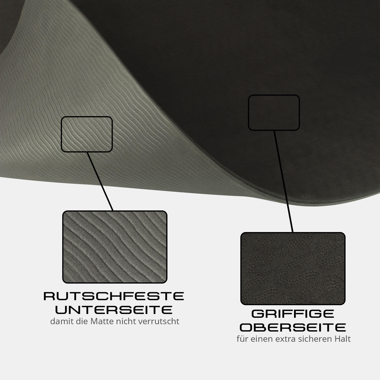 DEUSER® YOGAMATTE 183 CM X 61 CM X 0,6 CM SCHWARZ/GRAU 3/6