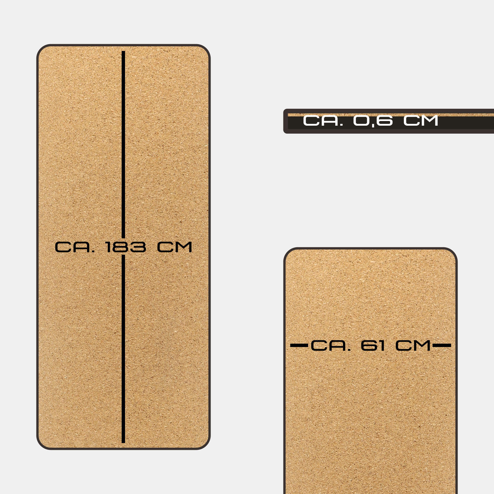 YOGAMATTE KORK/GRAU 183 CM X 61 CM X 0,6 CM DEUSER® 5/6