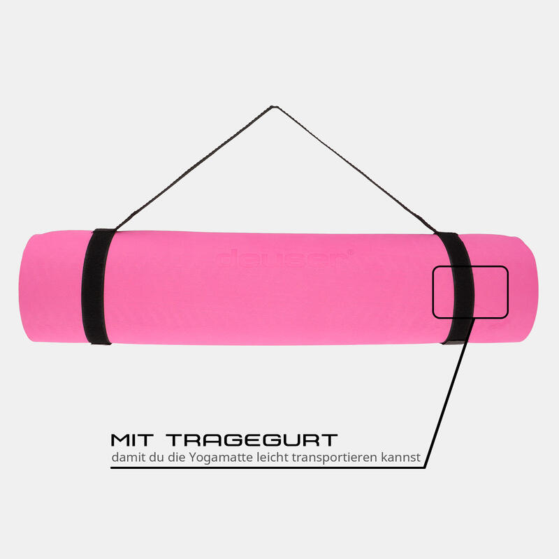 YOGAMATTE PINK/GRAU 183 CM X 61 CM X 0,6 CM DEUSER®