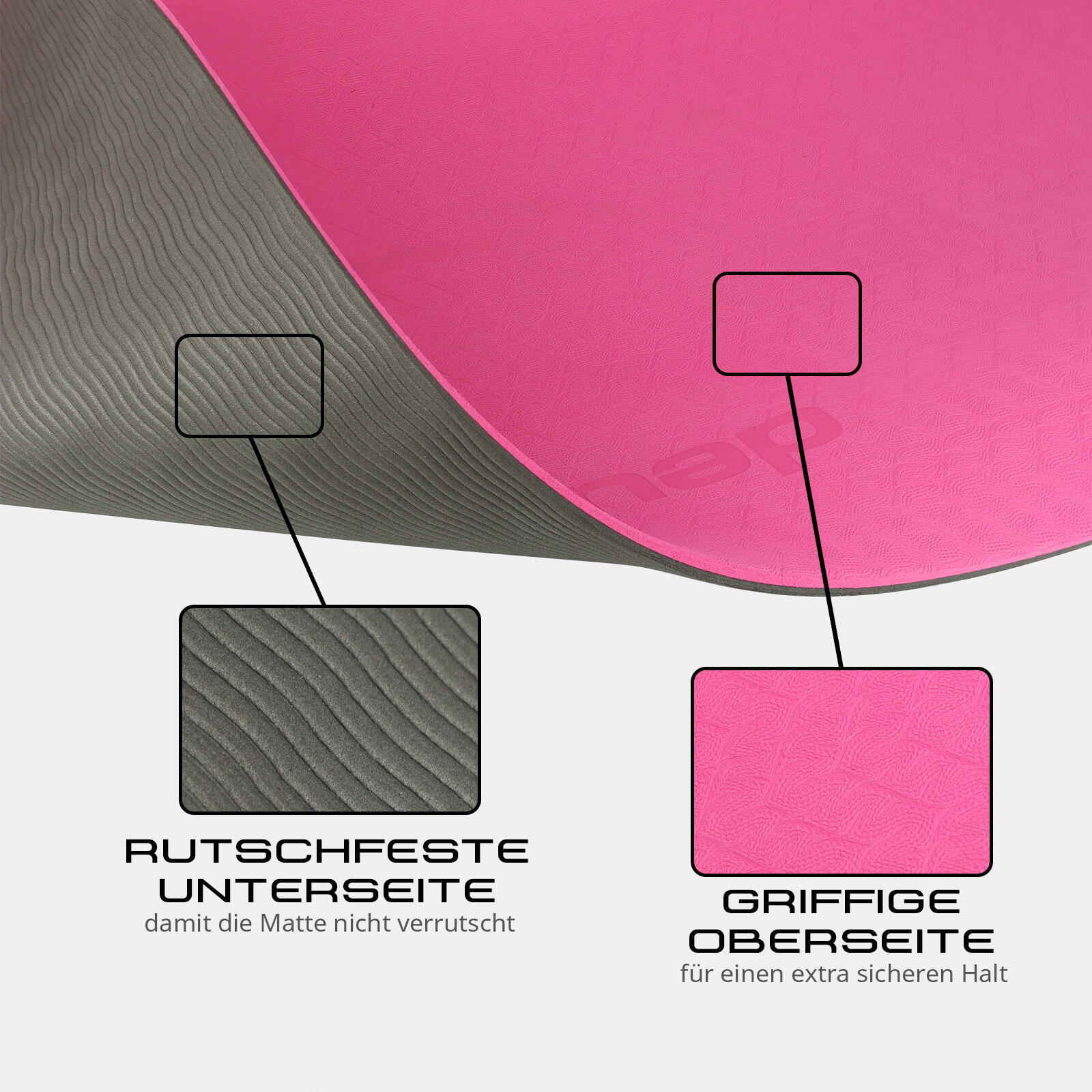 YOGAMATTE PINK/GRAU 183 CM X 61 CM X 0,6 CM DEUSER® 3/6