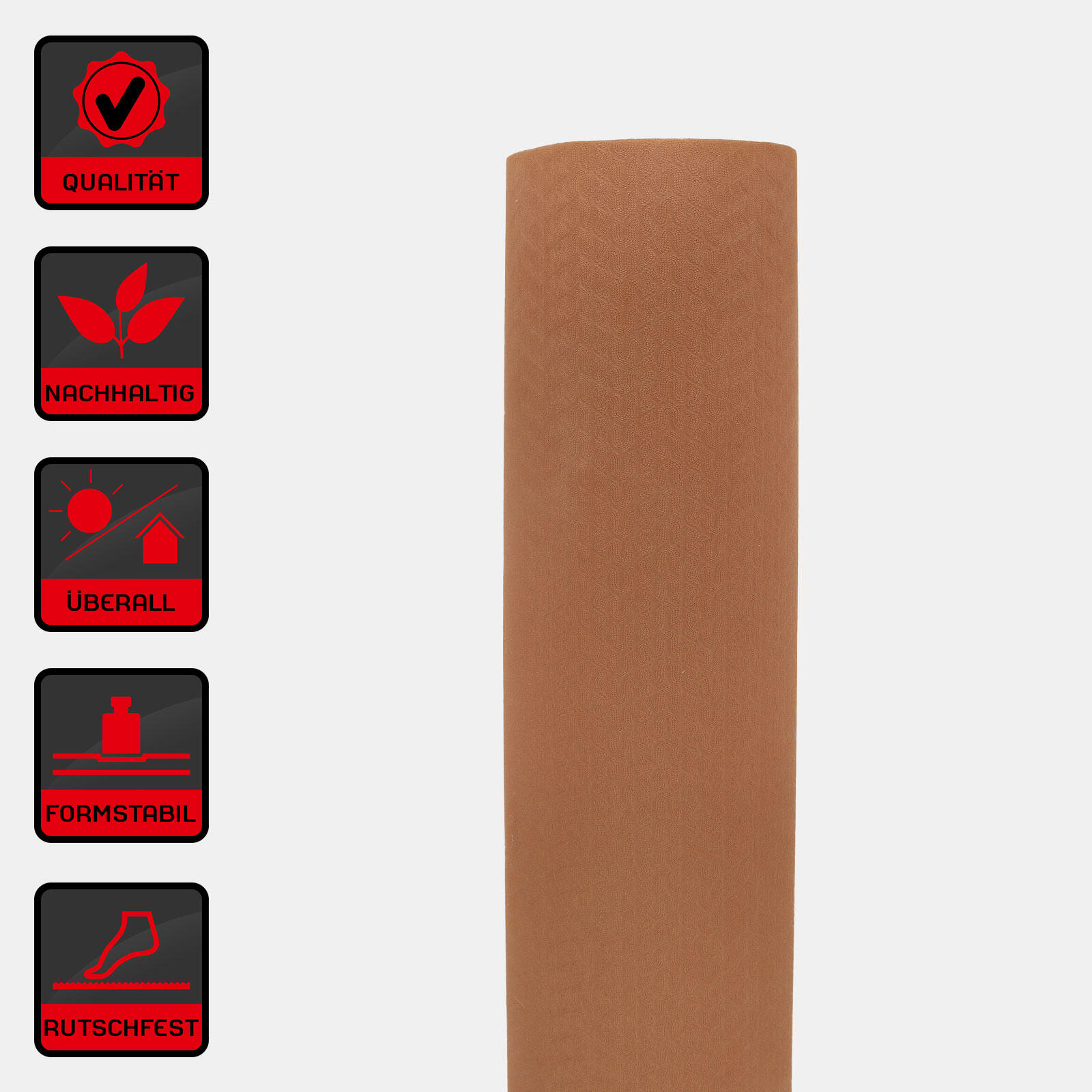 YOGAMATTE CAPPUCCINO/DUNKELBRAUN 183 CM X 61 CM X 0,6 CM DEUSER® 2/6