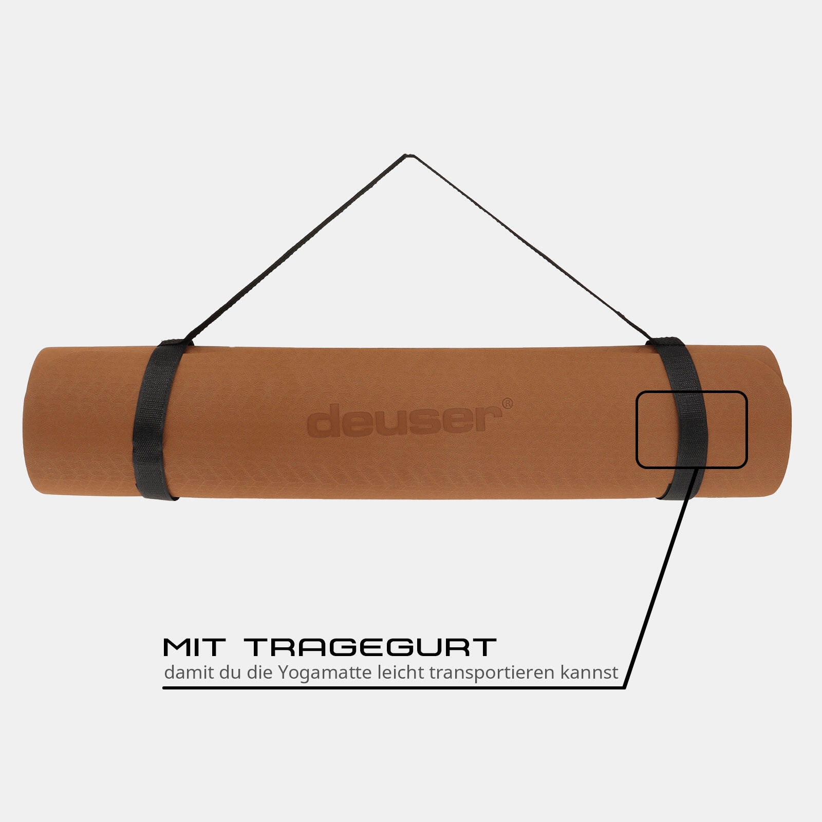 YOGAMATTE CAPPUCCINO/DUNKELBRAUN 183 CM X 61 CM X 0,6 CM DEUSER® 4/6