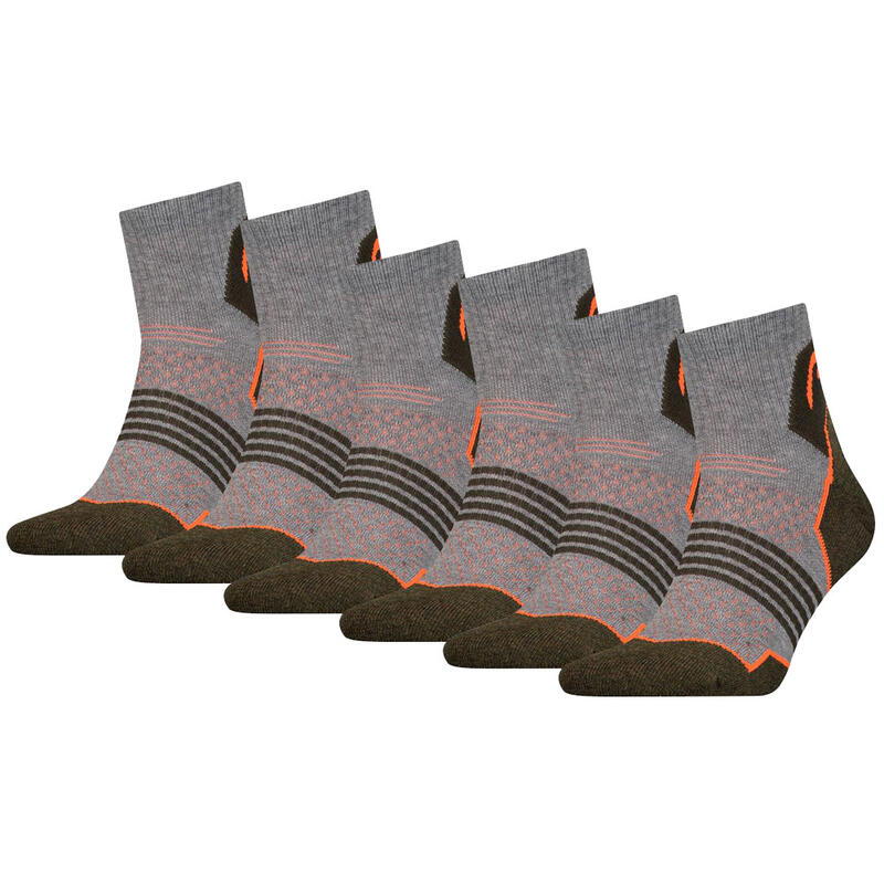 Lot de 6 paires de chaussettes de randonnée basses unisexes Noir/Rouge