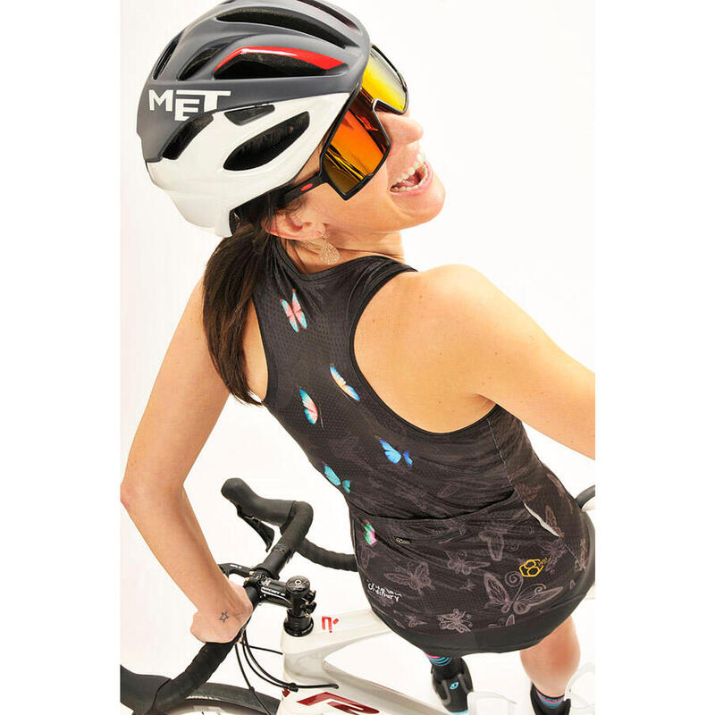 Mouwloos fietsshirt voor dames in zwart 8andCounting