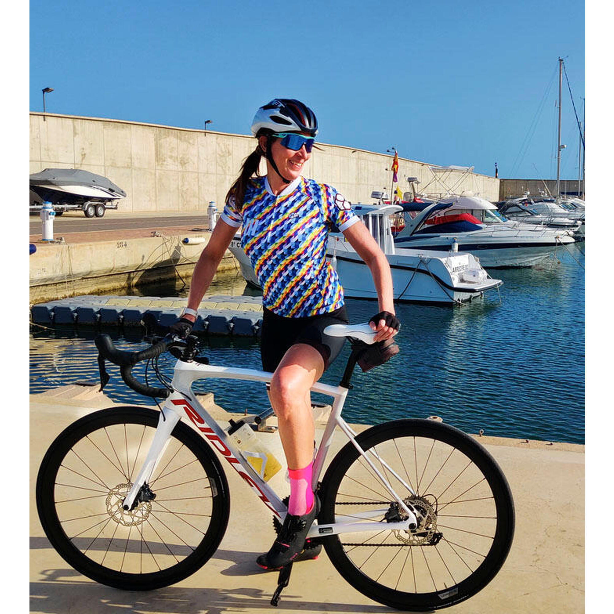 Maillot cycliste manches courtes pour femme multicolore 8andCounting