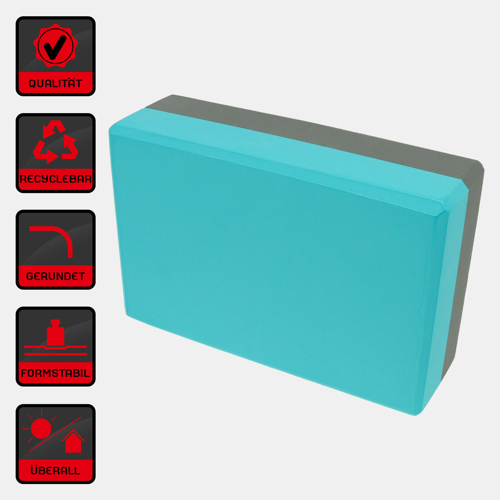 YOGA BLOCK PETROL/GRAU 22 CM X 15 CM X 7 CM DEUSER ® 2/4