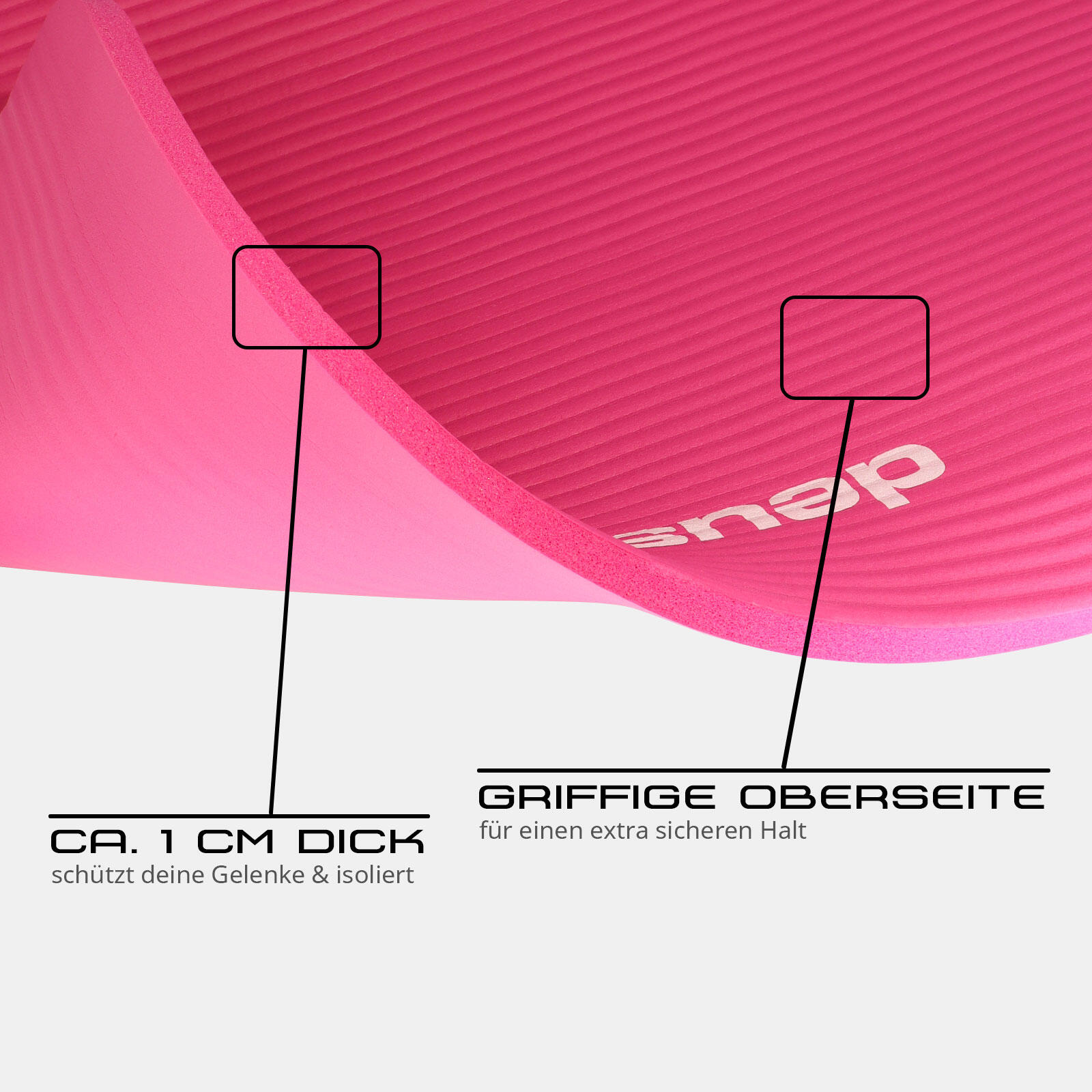 FITNESSMATTE PINK 182 CM X 61 CM X 1,2 CM DEUSER® 3/6