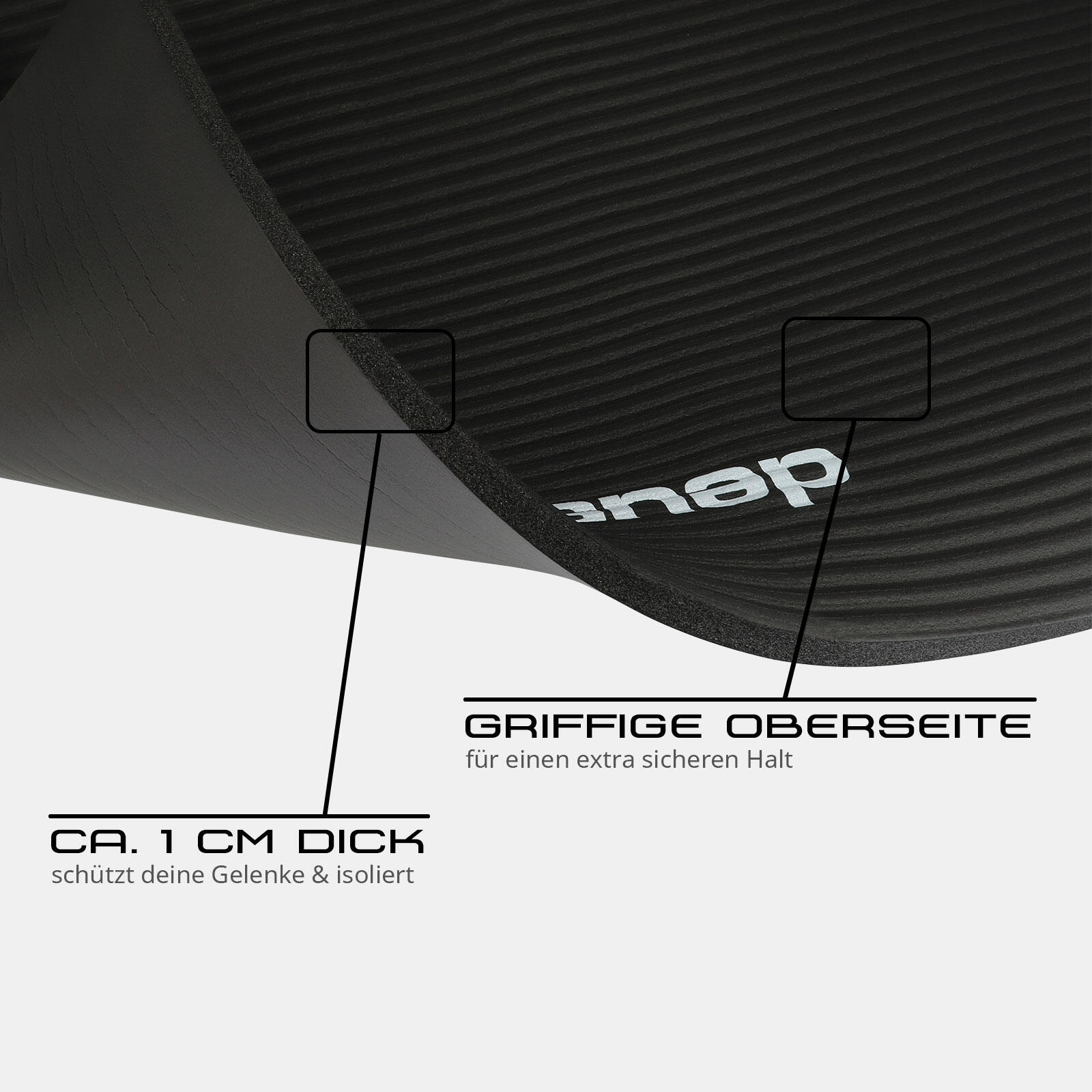 FITNESSMATTE SCHWARZ 182 CM X 61 CM X 1,2 CM DEUSER® 3/6