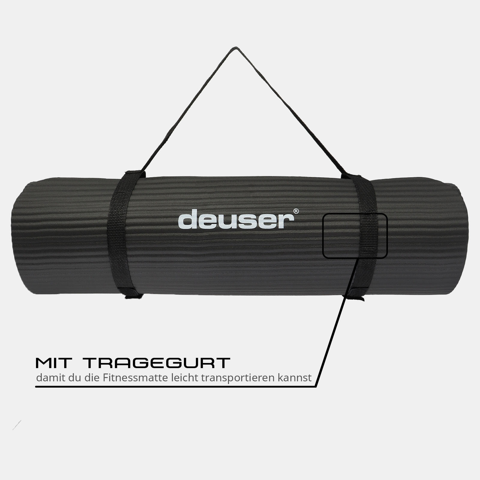 FITNESSMATTE SCHWARZ 182 CM X 61 CM X 1,2 CM DEUSER® 4/6