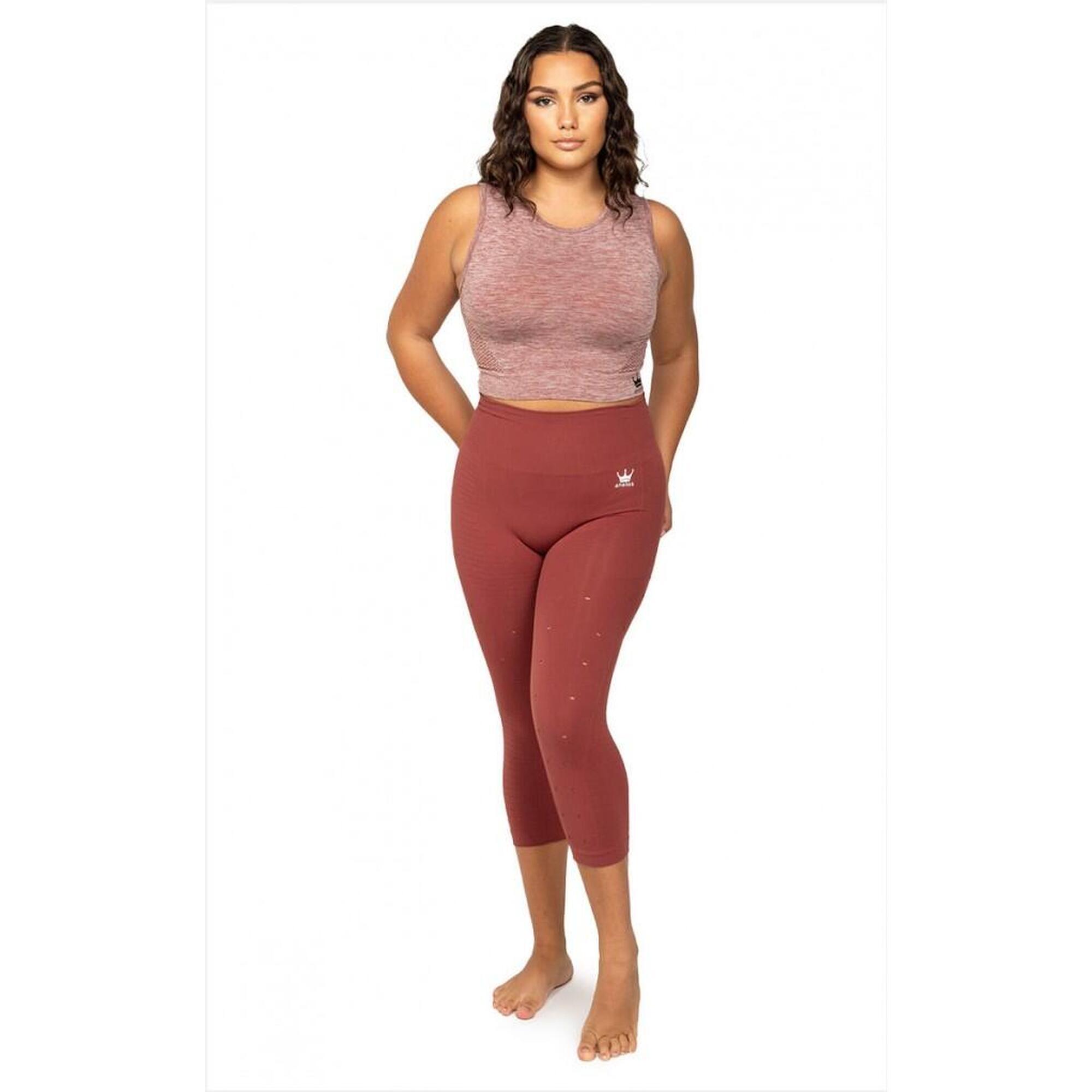 Anaissa - Legging Femme Fitness Sans Coutures Fibre Emana Taille Haute Namasté - Corsaire - Orange|rouge - 42 M/l - Decathlon