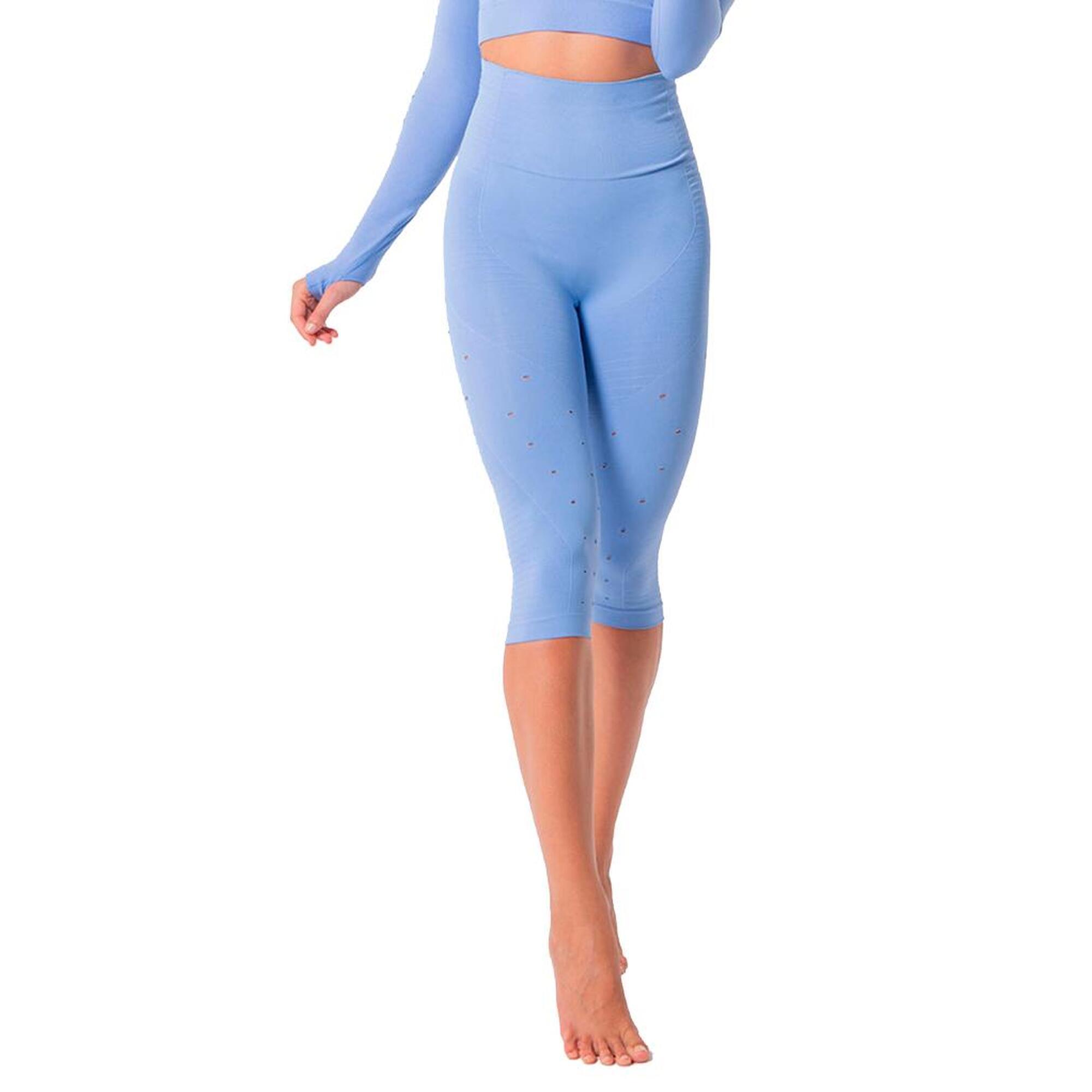 Anaissa - Legging Femme Fitness Sans Coutures Fibre Emana Taille Haute Namasté - Corsaire - Bleu - 40 M - Decathlon