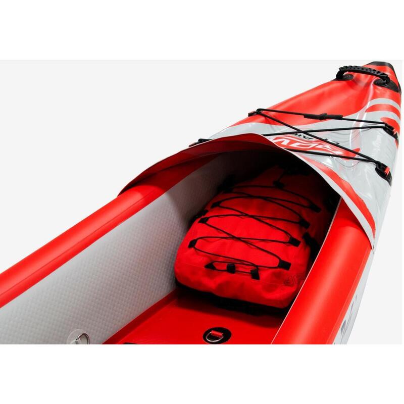 AIRKAYAK 16' Inflatable Kayak Rowing Boat Light grey/Red Decathlon