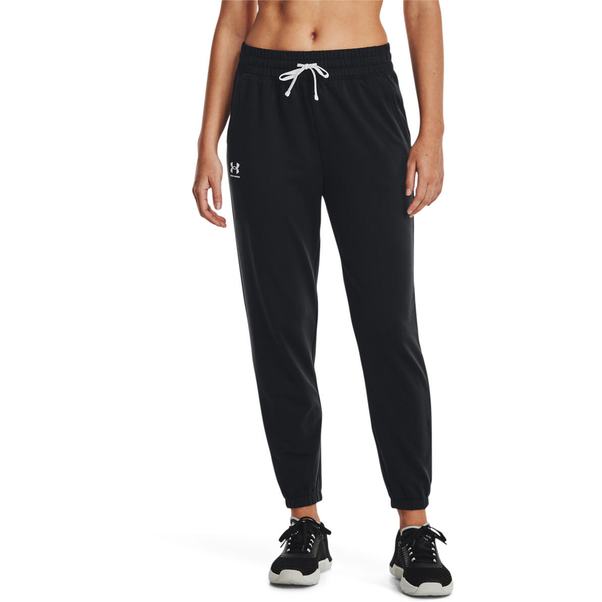 Under Armour - Pantalon Under Armour Rival Terry, Noir, Femmes - Pantalons - Blanc|noir - S - Decathlon