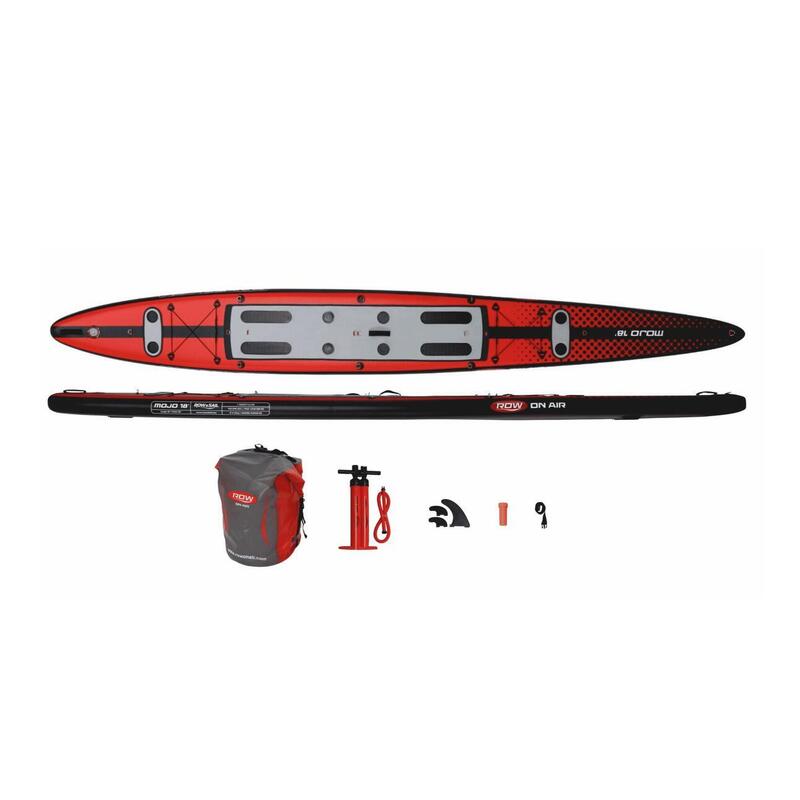 MOJO 18' 充氣平板賽艇板/站立板 - 黑色/紅色