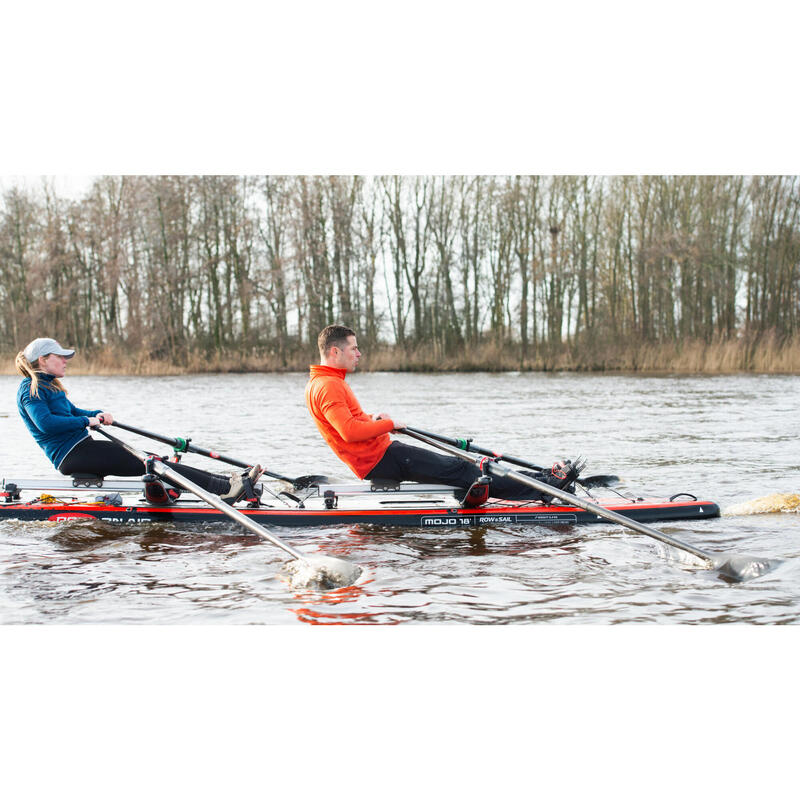 MOJO 18' Inflatable Rowing Board Black/Red Decathlon