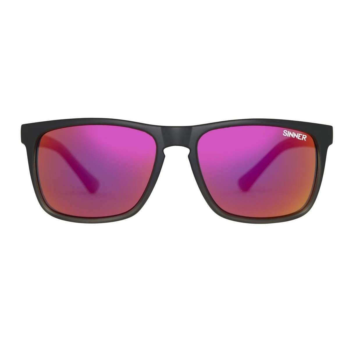 SINNER Oak Unisex Hiking Sunglasses - Matte Black & Grey, Polarised Red Mirror Cat.3