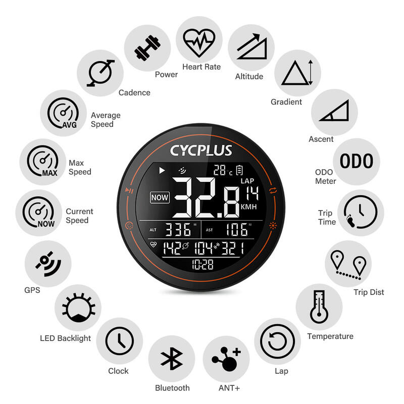 Compteur de vélo compact GPS Cycplus M2