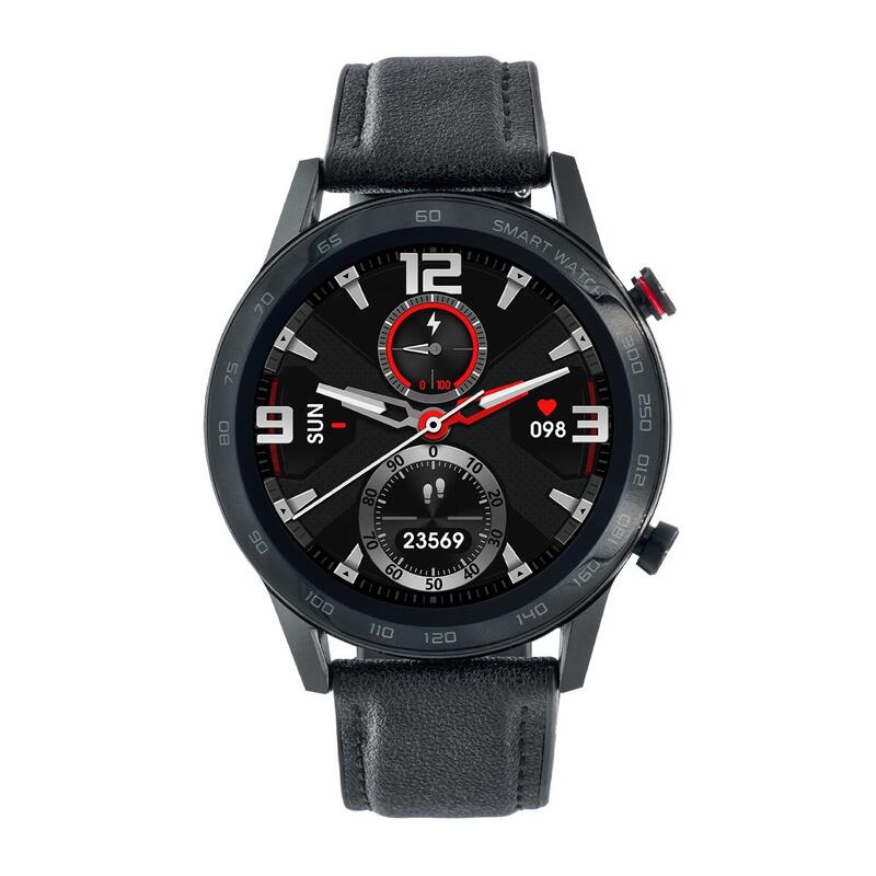 Smartwatch sportowy unisex Watchmark WDT95 czarny skórzany