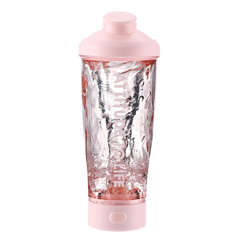 Shaker electric portabil din plastic fara BPA, motor puternic, ermetic, Roz
