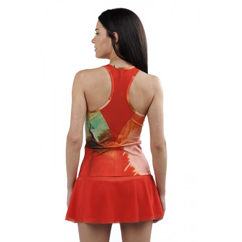 Camiseta padel sem mangas Drop Shot Maira Woman 2023 estampa laranja 2/3