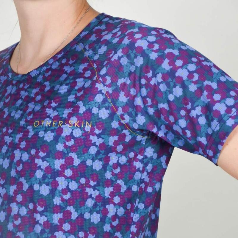 Tee-Shirt Multisport Femme Bleu Floral Ecoresponsable