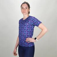 Tee-Shirt Multisport Femme Bleu Floral Ecoresponsable