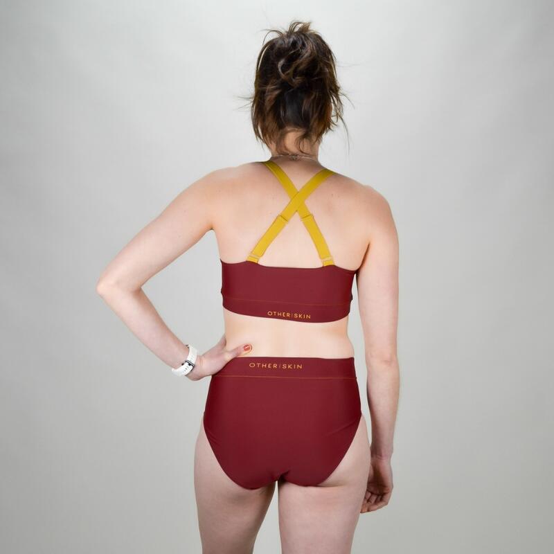 Bas de Maillot de bain Natation Femme Bordeaux Ecoresponsable