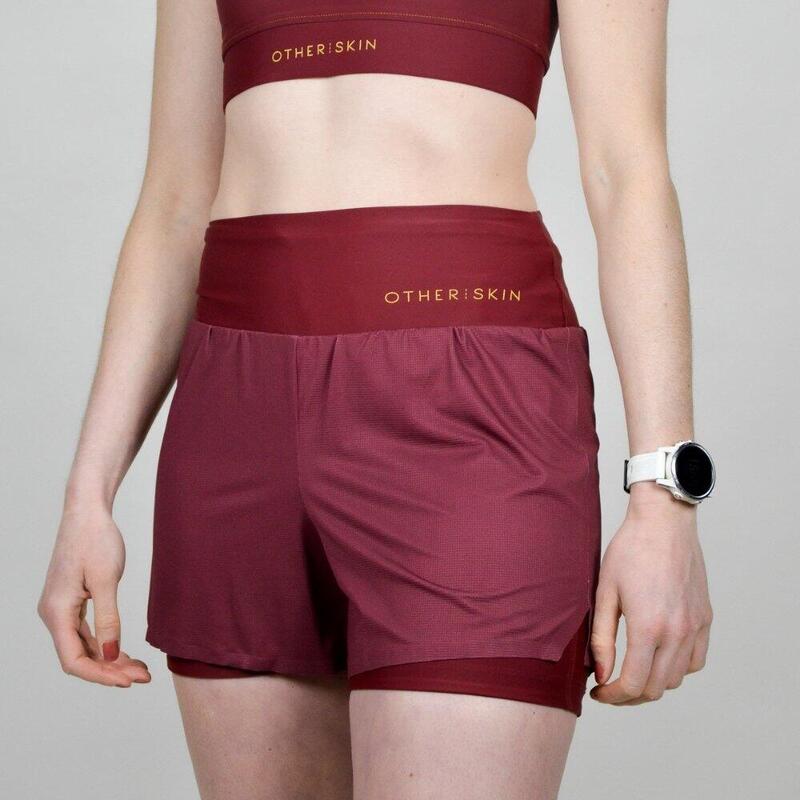 Short de sport Femme Bordeaux Floral Eco-responsable