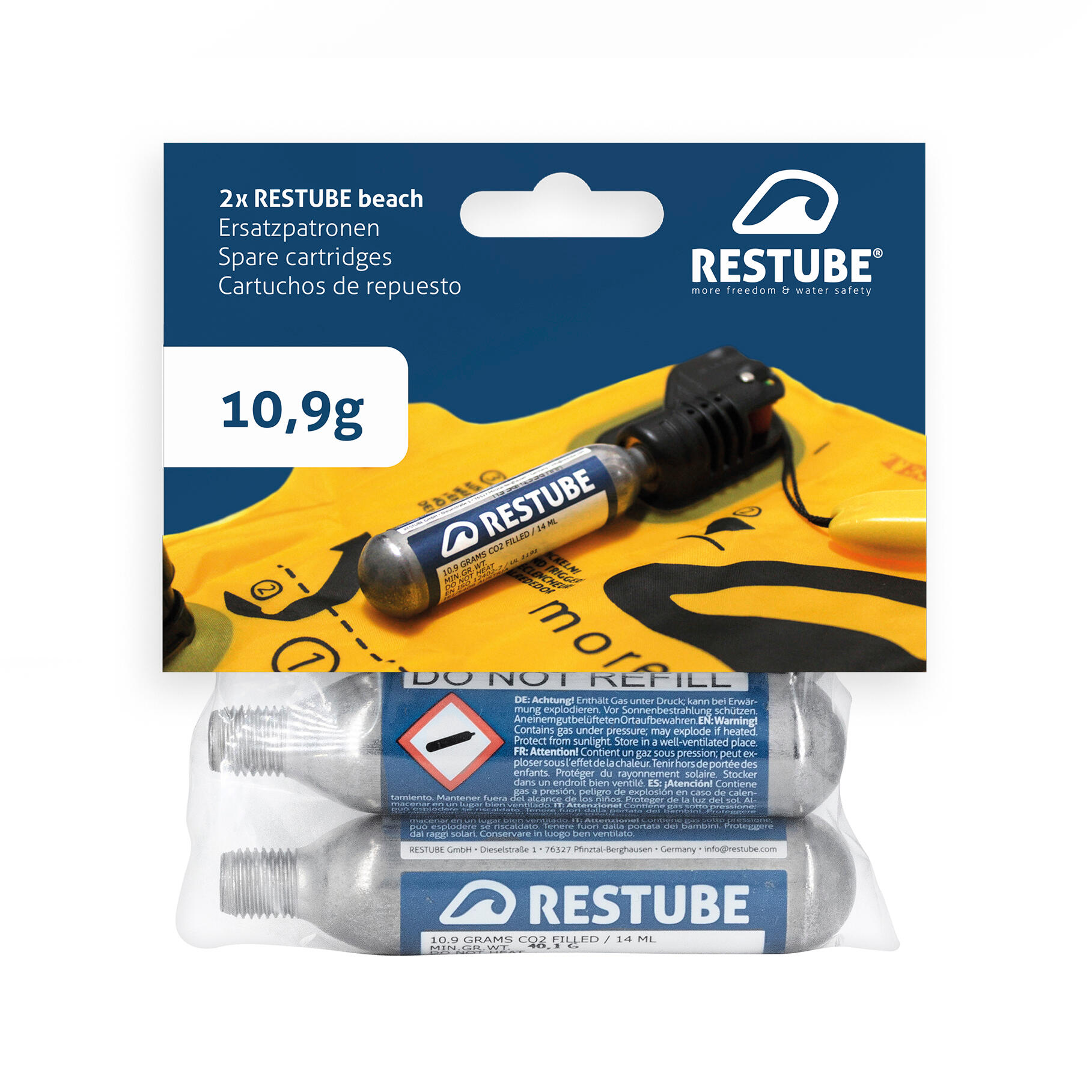 Cartuchos de recambio Restube 10,9g para Restube beach 2/3