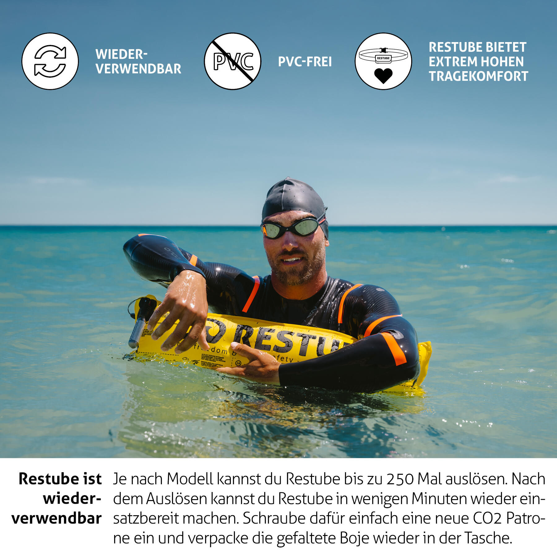 Restube active | Boa gonfiabile per nuoto, triathlon e stand-up paddling 3/6