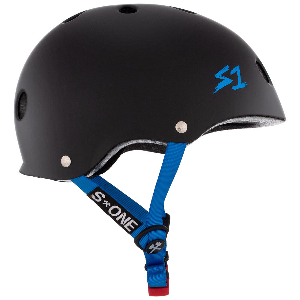 S1 MINI LIFER CHILDS HELMET – MULTI & HIGH-IMPACT CERTIFIED - BLACK/CYAN STRAP 3/5