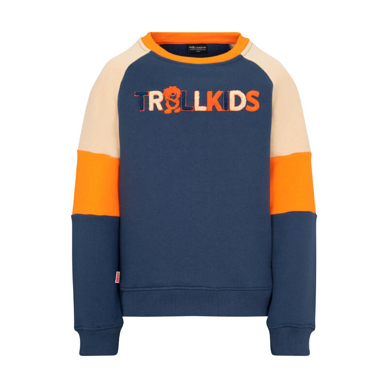 Kids Trollfjord Sweatshirt Mystikblau/Sandbeige/Hellorange