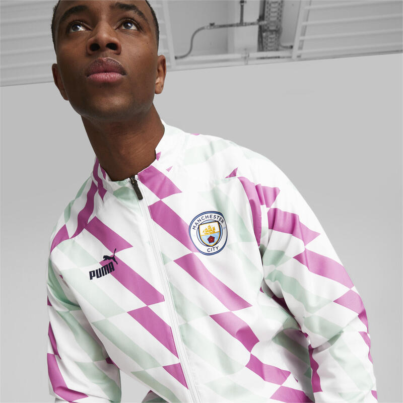 Chaqueta prepartido Hombre Manchester City PUMA White Mist Green Mauve Pop Pink