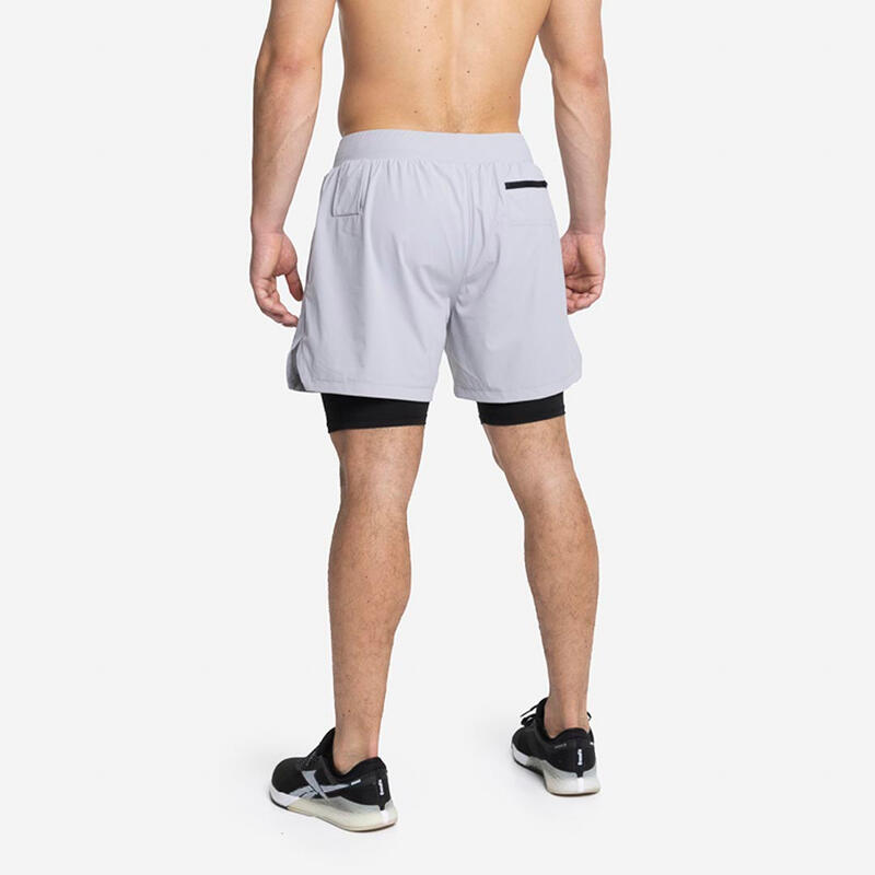 Shorts con Malla Compresión 2 en 1 Hombre Premium 0.1 - M - Gris