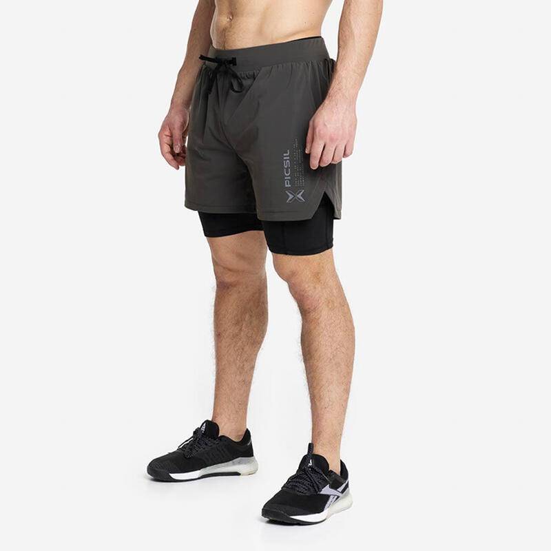 Shorts con Malla Compresión 2 en 1 Hombre Premium 0.1 - M - Verde
