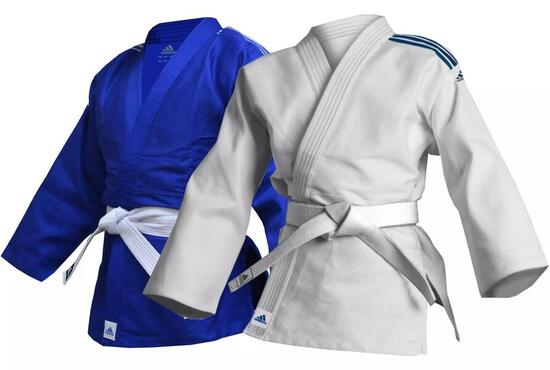 adidas Judo-Anzug Club weiß/blaue Streifen, J350