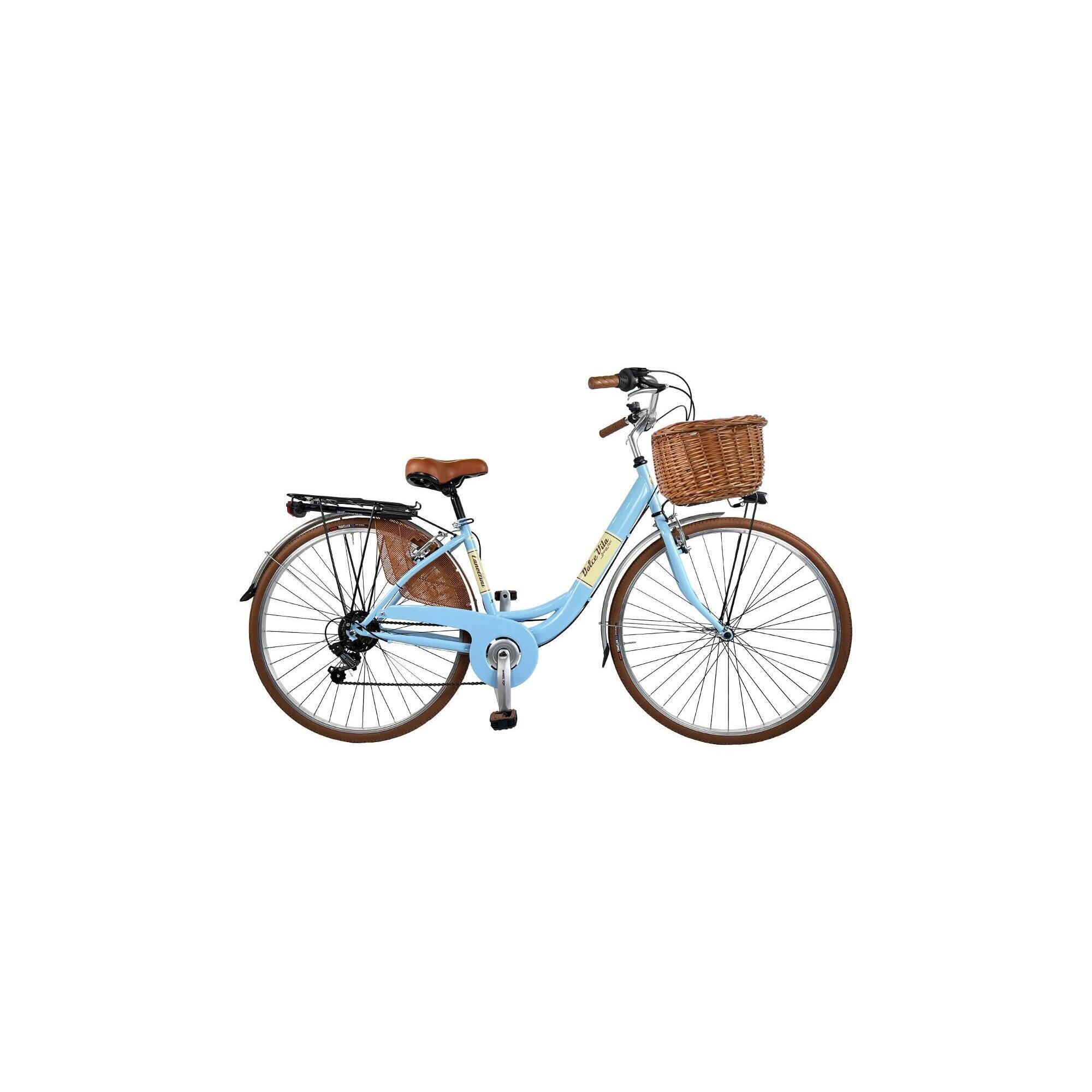 Rower miejski Dolce Vita by Canellini VENERE 28"  z koszykiem - Błękitny