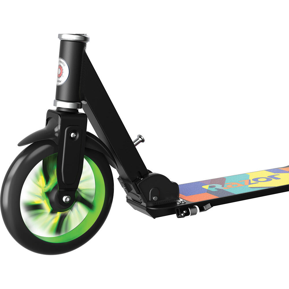 Razor A5 LUX Lighted Kids Folding Kick Scooter Green Suits ages 8 Years + 2/5