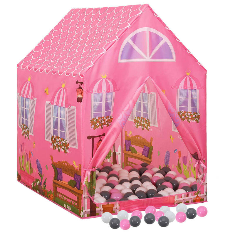 Tenda de brincar infantil com 250 bolas 69x94x104 cm rosa