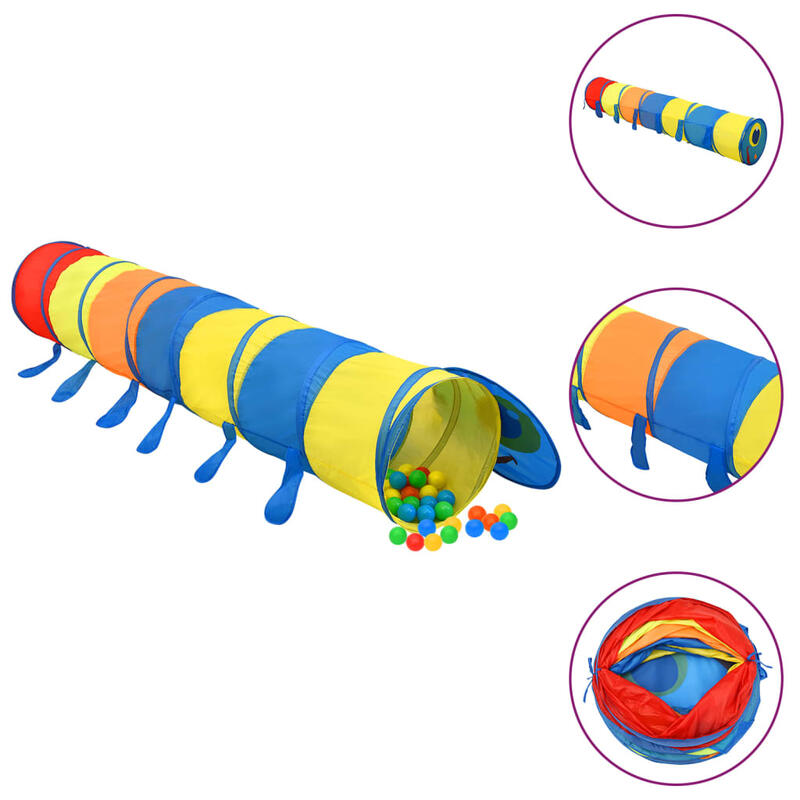 Túnel de brincar infantil c/ 250 bolas 245cm poliéster multicor